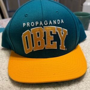 Obey Turquoise and Yellow Hat